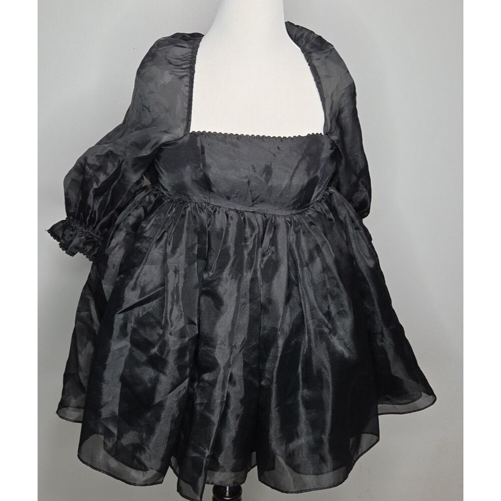 Selkie The Caviar Black Puff Dress Sz S Organza Babydoll Square Neck Fairycore - Picture 5 of 8